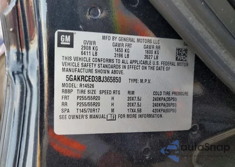 2011 Buick Enclave Cxl из США, поврежденный, VIN 5GAKRCED3BJ365850